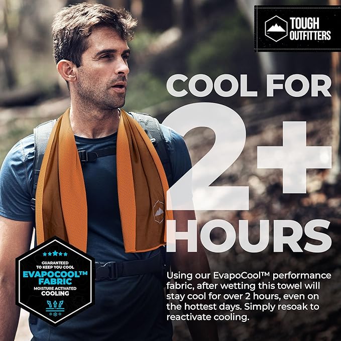Tough Outdoors Cooling Towels for Neck Face - Neck Cooling Towel for Hot Weather Yoga Sports Golf Sweat - Instant Cold Towel