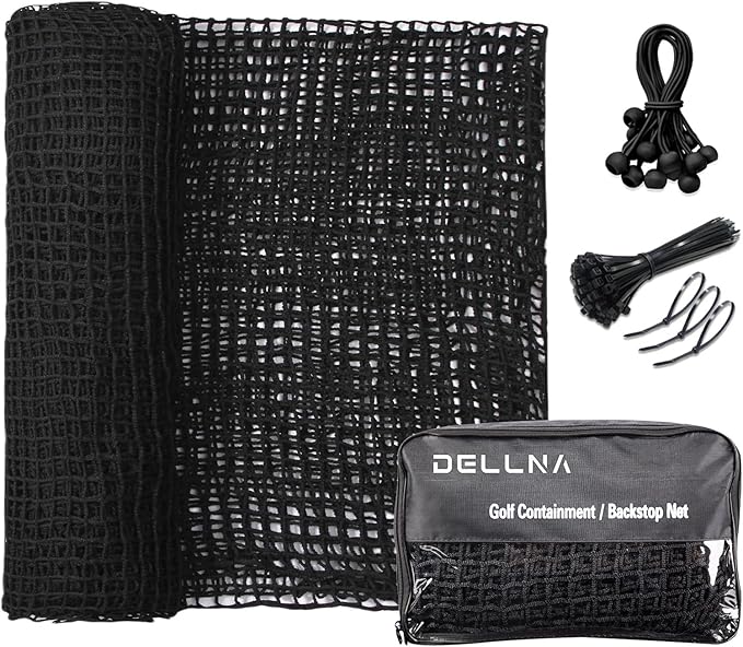 Golf Hitting Practice Net – Heavy Duty Golf Net for Backyard Driving Real Golf Balls, Multi-Sport Barrier Net for Baseball, Hockey, Soccer – with Bungee Cords & Zip Ties