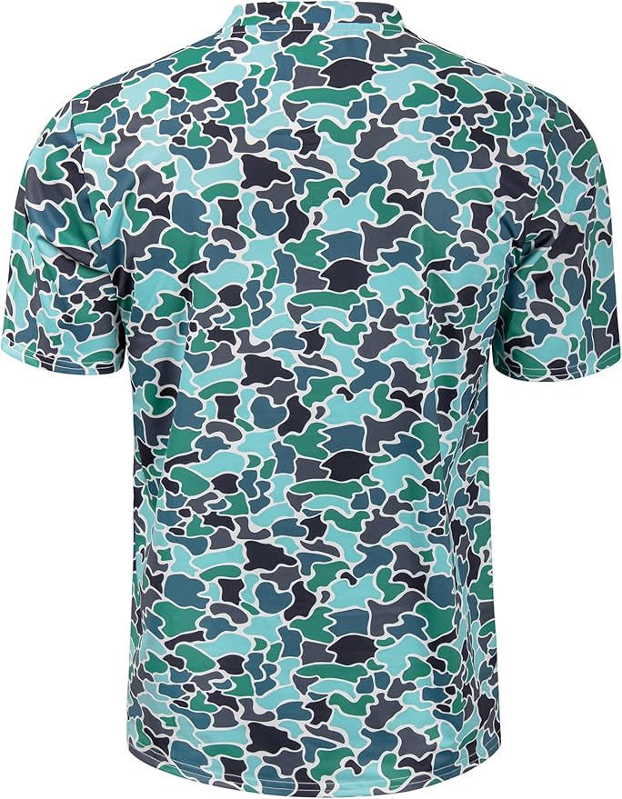 TAPULCO Mens Collarless Golf Shirts Short Sleeve Dry Fit Stretch Casual Breathable Lightweight Tshirts