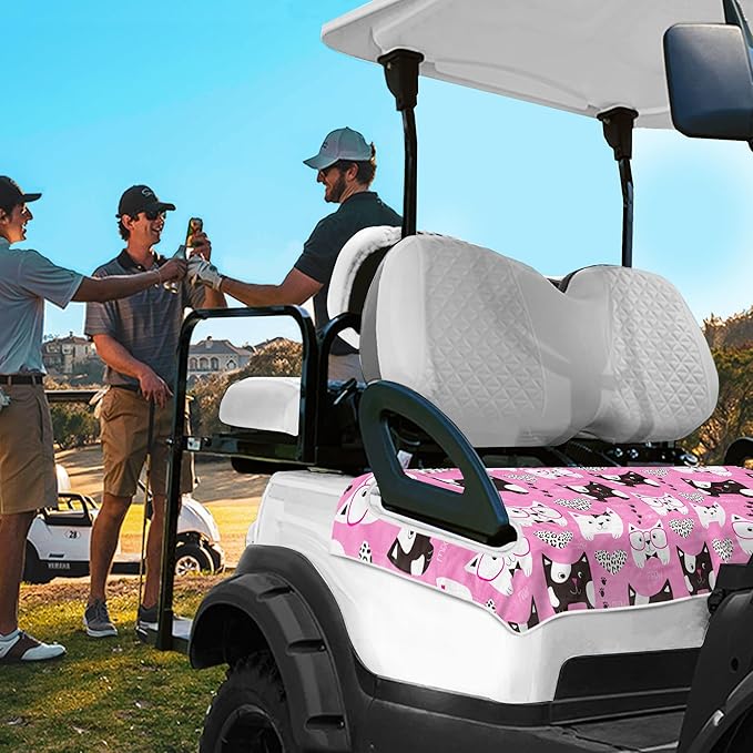 YOKYHOM Golf Cart Seat Covers,Blue White Plaid Golf Cart Seat Towel Blanket Keeps Seat Comfortable and Clean, 100% Microfiber, 51''x 31'', for EZGO, Yamaha, Club Car and More 2-Seat Golf Carts