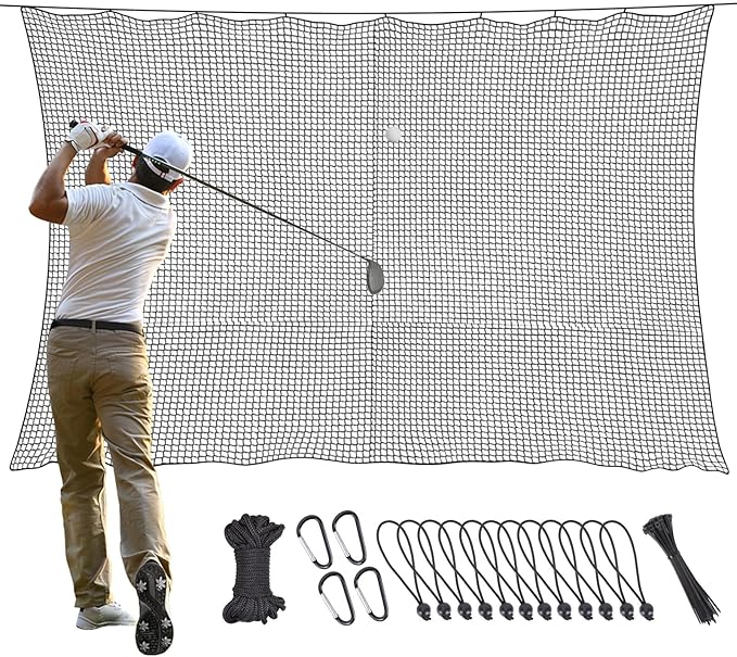 WELSPO Heavy Duty Ball Netting - Sports Practice Barrier Net, 10x10ft/10x15ft for Golf, Baseball, Hockey, Soccer