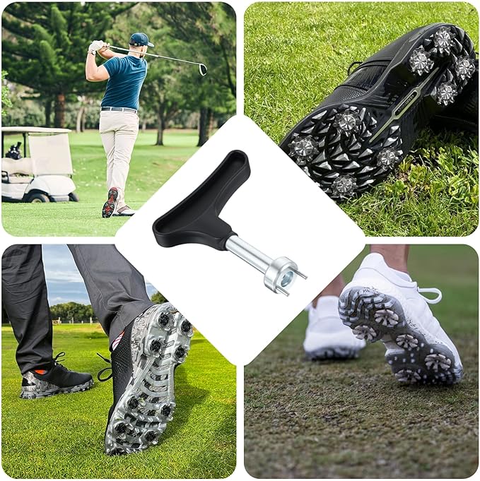2pcs Golf Spike Removal Tool, Golf Shoes Replacement Spikes Tool with Comfortable Grip, Golfs Shoe Spikes Wrench, Universal Shoe Spike Cleat Wrench, Black