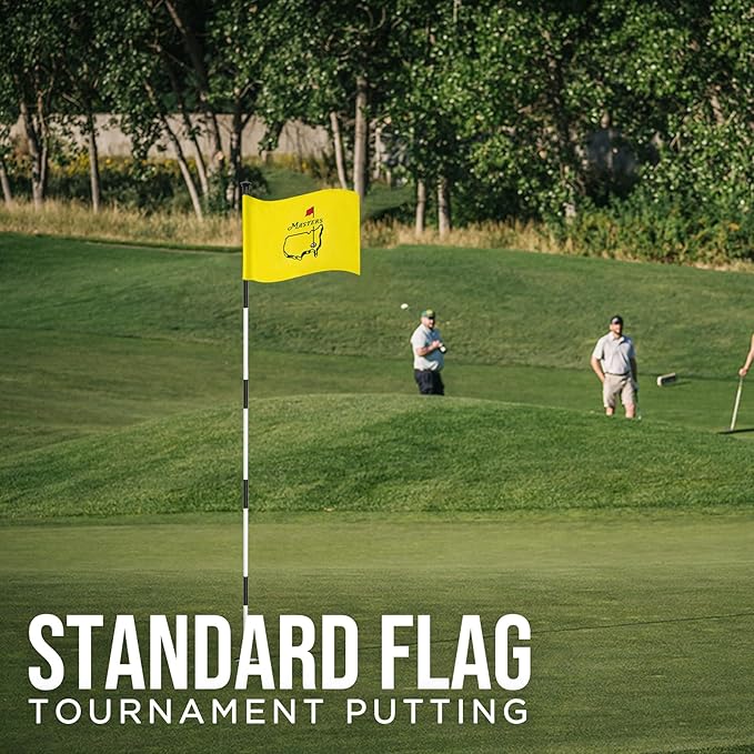 Golf Flag with Tube, Double-Side Printed Augusta National Flag, 420D Nylon Golf Pin Flags, Putting Green Flags for Golf Course Driving Range Collection, 14" H x 20" L, Yellow