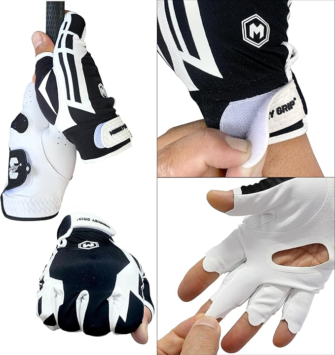 MONKEY GRIP Sun Protector Golf Glove Light Hand Premium Synthetic Half Finger UV-Cut Nonslip Power Grip No Twist