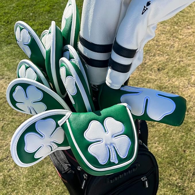 4 Leaf Clover Golf Mallet Putter Cover Headcover Club Protector Magnetic Clover for Odyssey 2ball,Red Oworks,Stroke Lab,Scotty Cameron,Taylormade Putters