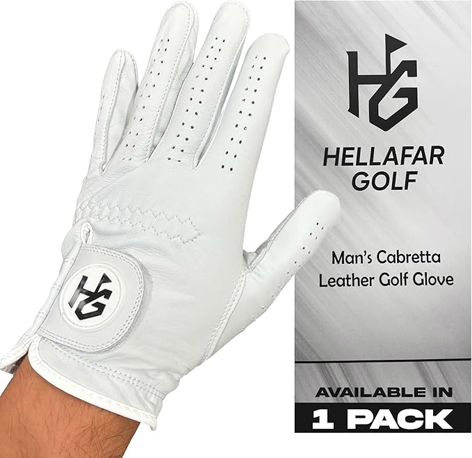 Men’s Golf Glove + 24 Yellow Almost Golf Practice Balls + Poker Chip Ball Marker – Cabretta Leather Glove + Practice Golf Balls