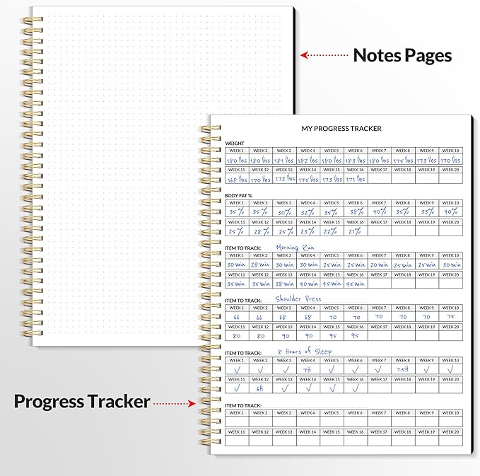 Fitness Journal Workout Planner for Women & Men, A4 (8.5" x 11") Workout Journal Log Book Planner Gift for Track Gym Essentials, Home Workouts, Track Progress, Achieve Wellness Goals, Black