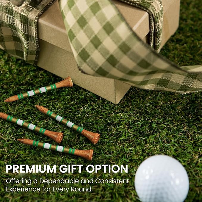 Amy Sport Golf Tees Western Birch Wood 5X More Durable 5X Stronger Value 50 Pack 1 1/2 2 3/4 3 1/4 Inch, Reduce Friction Wooden Long-Lasting, Spin Tall Sturdy Base for Stability