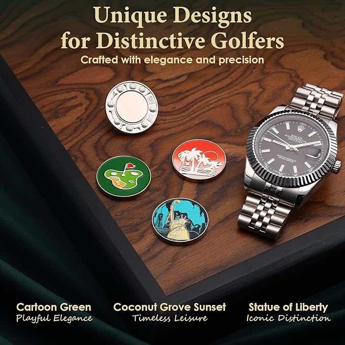 Golf Ball Marker Set with Magnetic Putter Grip Mount Golf Accessories for Men Women, Easy-to-Find Markers for Putting, Funny Golf Gifts, Unique Golf Gadgets for Golfer