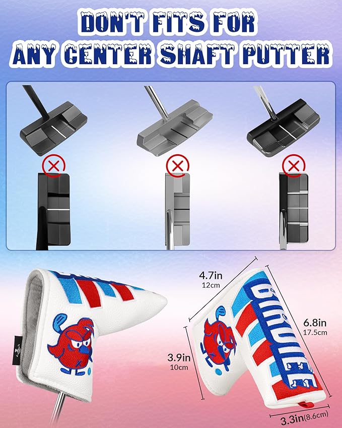 Big Teeth Driver Headcover Ice & Birdiee, Driver Covers for Golf Clubs, Funny Birdie Putter Cover,Milk Shake Ice Cream Mallet Putter Cover,Blue and Red Color