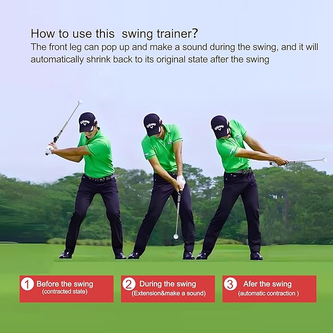 Retractable Golf Swing Training Aid, Rhythm Click Sound Warm-up Golf Swing Trainer, Golf Grip Trainer, Golf Training aid Indoor and Outdoor Golf Equipment for Beginners and Professionals