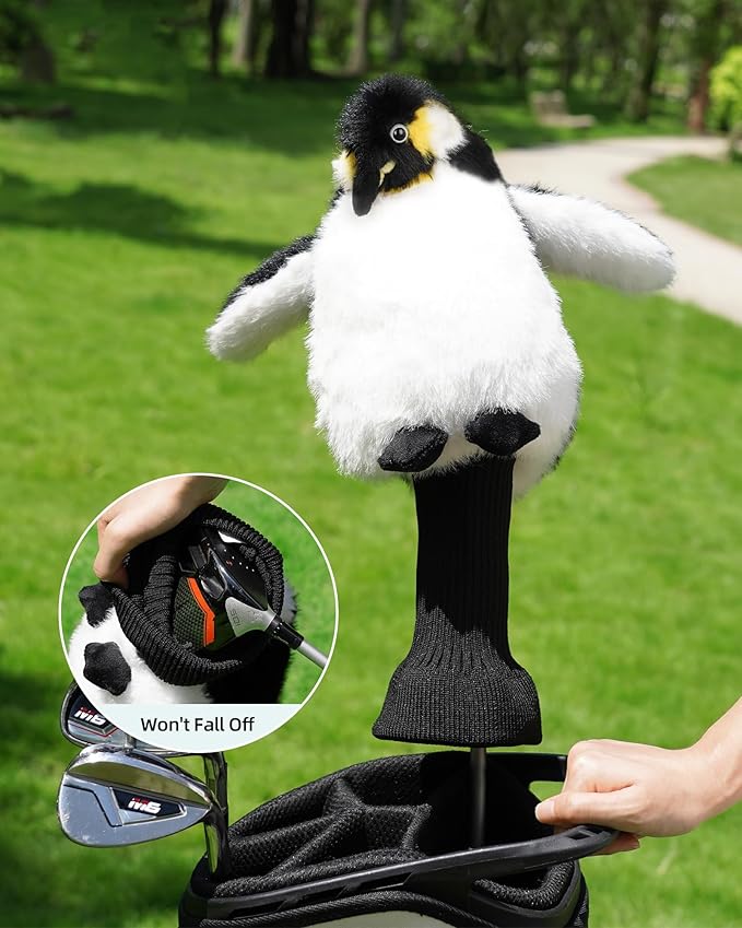 Big Teeth Funny Plush Driver Headcover Animal, Groundhog Gopher Penguin Driver Head Cover for 460cc Club, Sloth Leprechaun Crocodile Golf Head Covers for Woods and Driver Protector