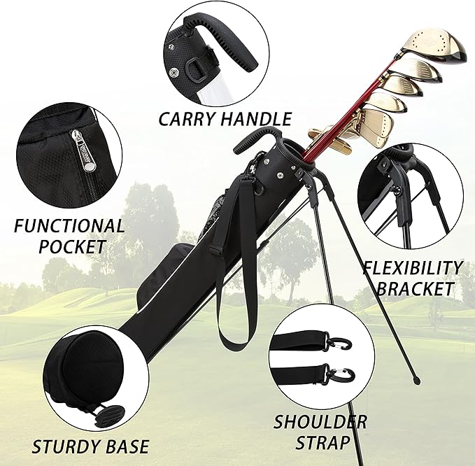 PGM Sunday Bags - Lightweight Golf Bag with Strap, Stand, Easy to Carry - Durable Pitch Putt Bag for Short Courses