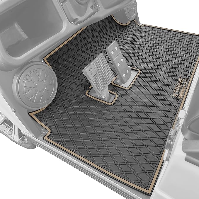 Xtreme Mats Evolution Golf Cart Floor Mat, Full Coverage Golf Cart Liner Protects OEM Flooring - Only Fits Evolution Classic Plus/Classic Pro/Forester/Turfman Carts (2022 and Prior) - Beige Trim