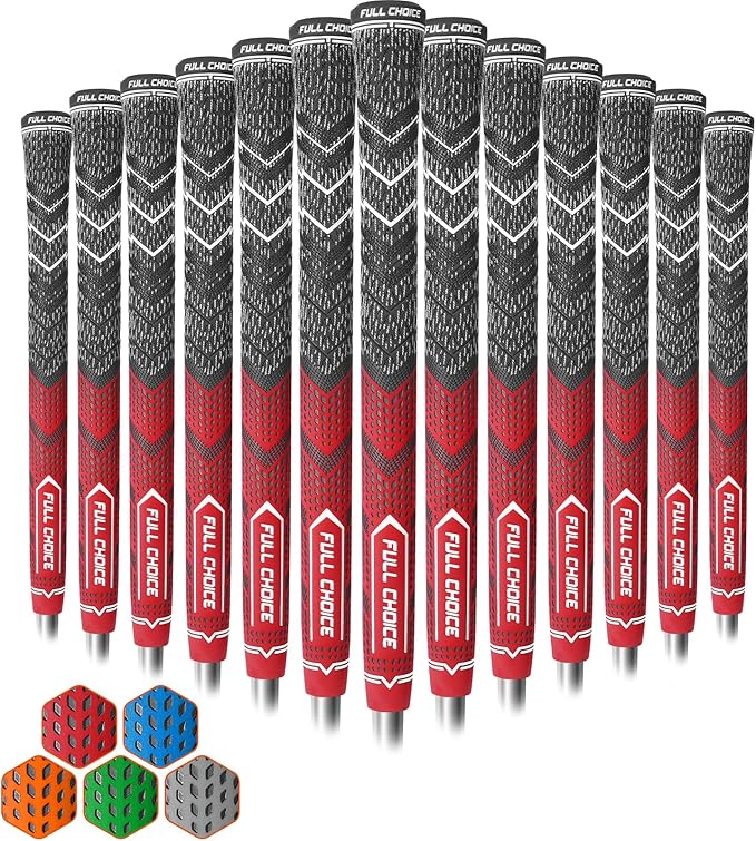 Cross Corded Golf Grips 13 Pack, Low Taper Design, Choose from 13 Grips or 13 Grips with All Kits, 3 Sizes 5 Colors Options, Multi-compound Hybrid Golf Club Grips, CG01 Series