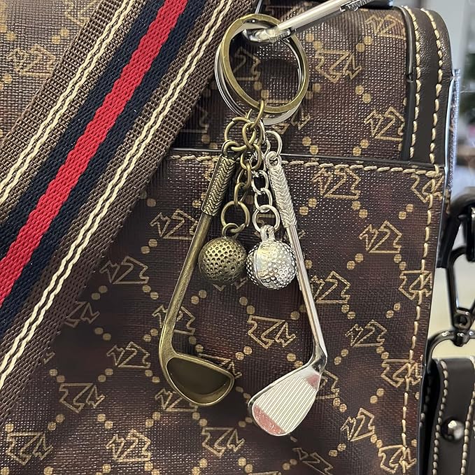 2 Pack Set Golf Keychain for Women Men Golfers,Golf Ball Pendant Charms Set Keychains Accessories Gifts For Car Key Ring,Backpacks,Hand Bag