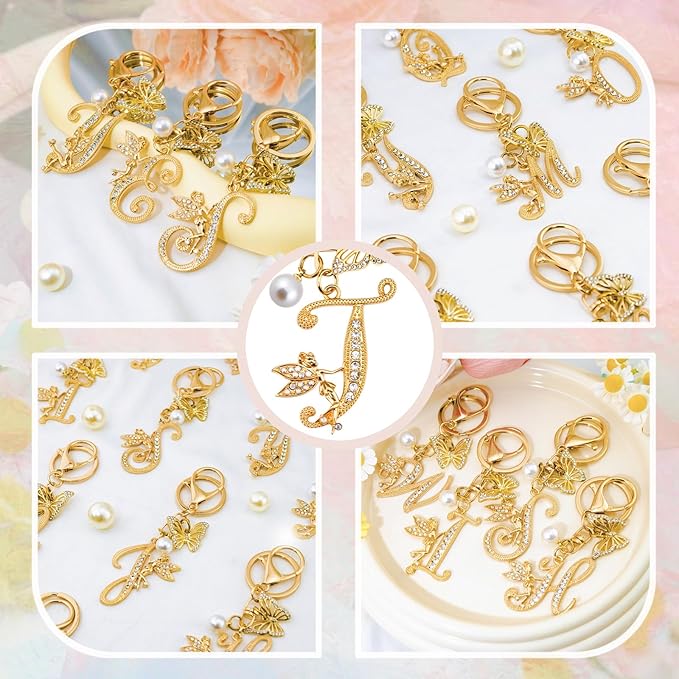 Initial Keychain Bag Charm Women Purse Charms for Handbags Accessories Charm for Wallet Butterfly Pendant for Girls