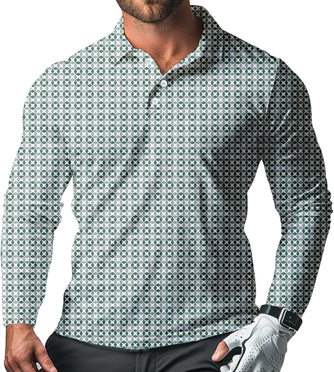 Men's Long Sleeve Golf Shirt Quick Dry 3 Button Work Fishing Outdoor Casual Collar Shirt