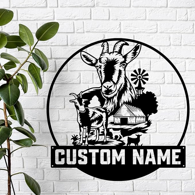 Custom Goat Metal Sign, LED Lights Home Decor, Unique Metal Wall Art for Hanging, Personalized Gift for Goat Lovers, Rustic Farmhouse Style, Perfect for Indoor or Outdoor Display