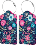 Tropical Flower 2 Pcs Luggage Tags, Privacy Cover Id Label with Stainless Steel Loop and Address Card for Suitcases & Travel Bags