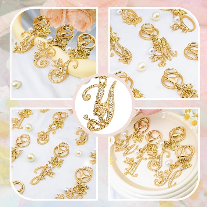 Initial Keychain Bag Charm Women Purse Charms for Handbags Accessories Charm for Wallet Butterfly Pendant for Girls
