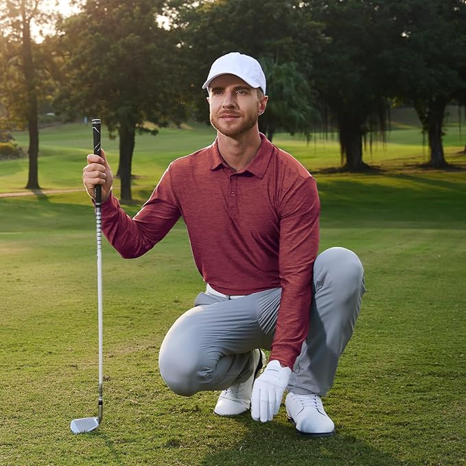 NAVISKIN Men's Polo Shirts Long Sleeve Golf Shirts with Collar UPF 50 SPF Shirt for Men Quick Dry Moisture Wicking