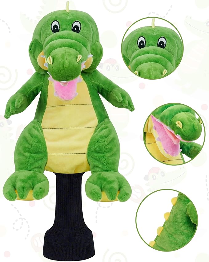 Big Teeth Funny Plush Driver Headcover Animal, Groundhog Gopher Penguin Driver Head Cover for 460cc Club, Sloth Leprechaun Crocodile Golf Head Covers for Woods and Driver Protector