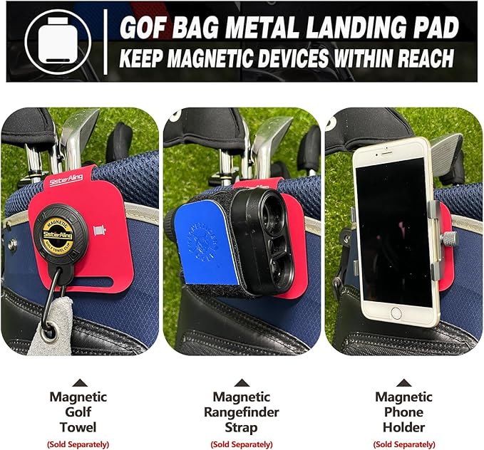 Golf Bag Metal Landing Pads for Magnetic Golf Towel,Golf Rangefinder,Golf Flask,Golf Speaker- Quick Access to Magnetic Golf Equipment and Accessories-Golf Gift -US Patent
