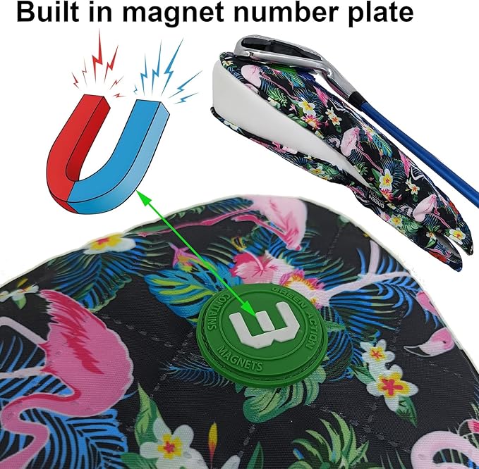 Golf Headcovers for Drivers and Woods – Set of 3 (S/M/L), Leather Club Covers with Magnetic Number Tags, Floral Design, Scratch-Resistant, Fits Most Golf Clubs