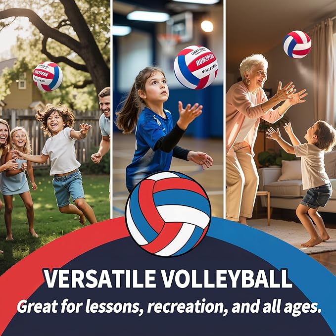 Light Soft Beginner Volleyball - Lightweight Soft Foam Composite Cover Training Ball, Official Size 5 - Gentle on Arms, Safe for Indoor Play, Youth Practice, or Recreational Games