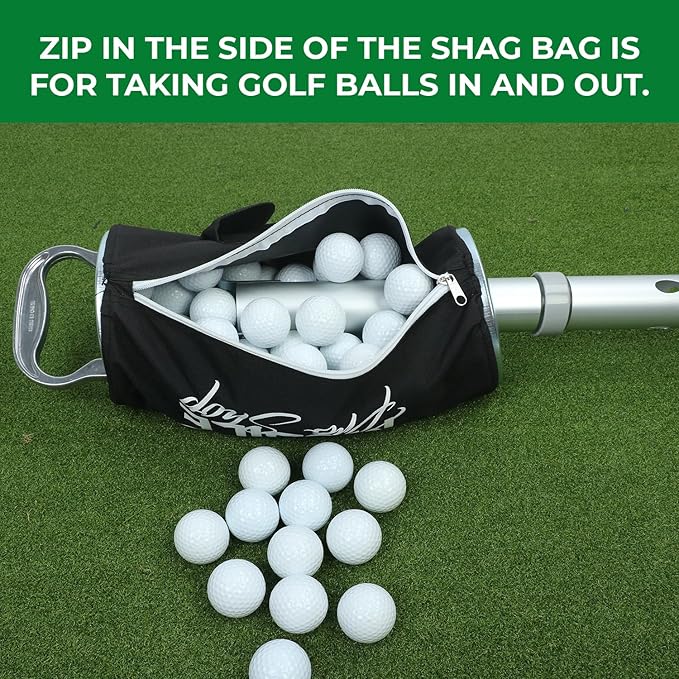Golf Ball Retriever | Portable Shag Bag for Golf Balls | Collector with Detachable Aluminum Alloy/Plastic Tube and Handle - Holds up to 80 Balls