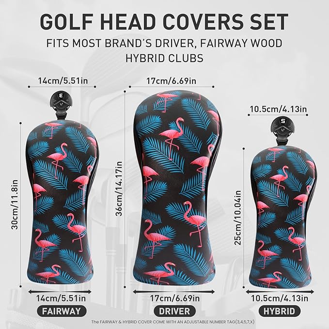 FINGER TEN Golf Club Head Covers for Woods Driver Fairway Hybrid with Interchangeable Number Tag 1 3 5 Premium Leather Headcovers for Women Men