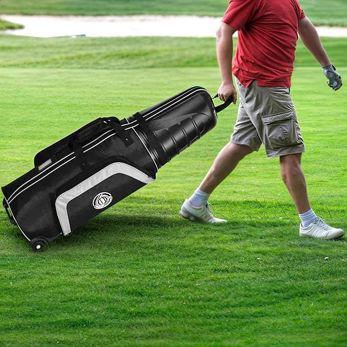 Golf Travel Bag for Airlines with Wheels and ABS Hard Case Top, 1680D Heavy Duty Oxford Golf Travel Cover Case, Protect Golf Clubs, Lightweight and Easy to Maneuver