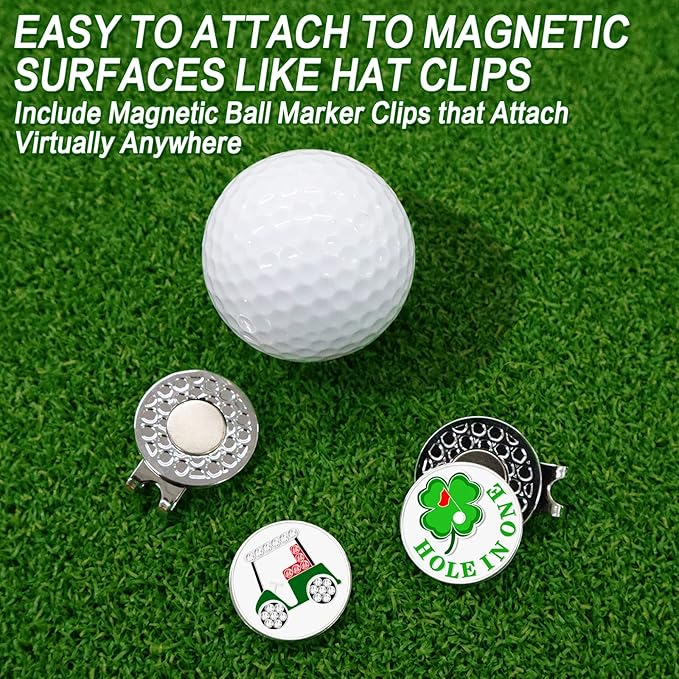 FINGER TEN Golf Ball Marker with Hat Clip Markers Assorted Patterns Value Gift Set Mark Golf Divot Tool Accessories for Men Women Kids
