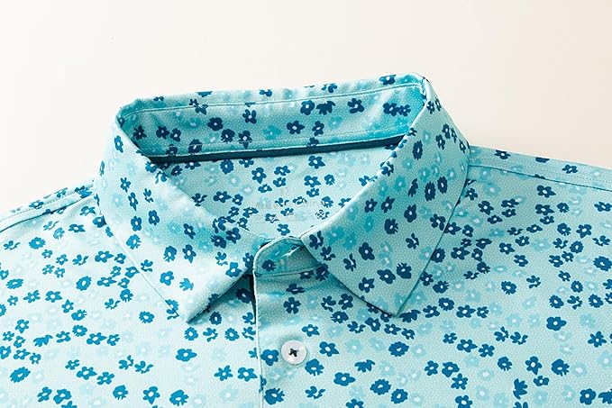 Mens Golf Shirts Quick Dry Moisture Wicking Casual Short Sleeve Performance Athletic Print Collared Stylish Men Polo Shirt