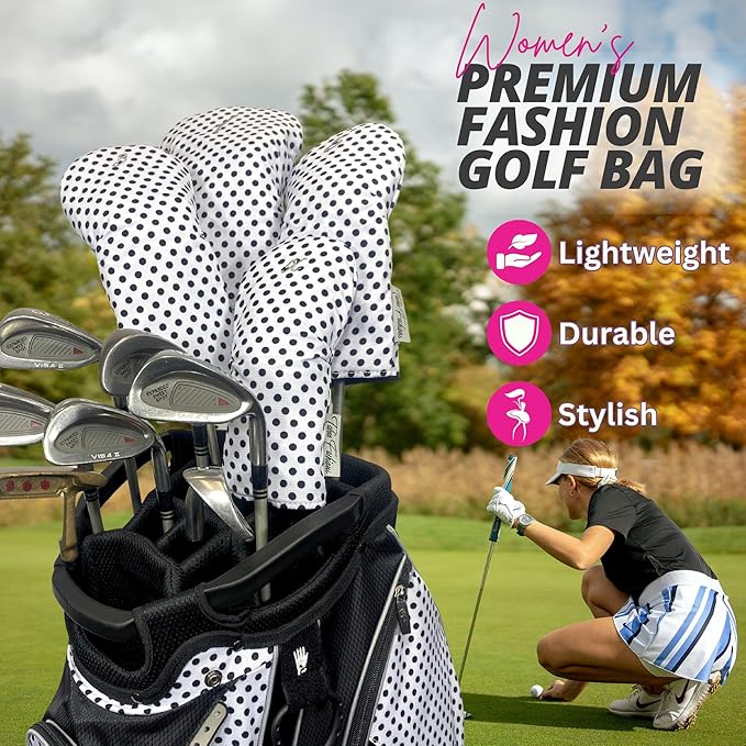 Taboo Fashions Designer Resort Golf Club Covers for Women - Numbered Golf Headcovers Set for Driver, Woods & Hybrid - Weather/Moisture Resistant Protection, Pack of 4