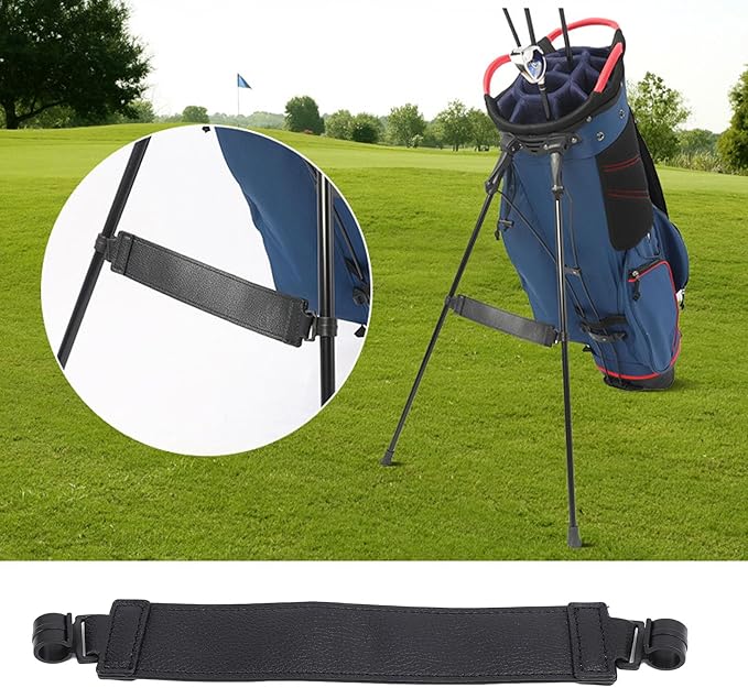 Club Bag Stand Strap, PU Leather Adjustable Leg Stabilizer Strap Attachment, Secure Locking Buckle for Golf Bags, Premium Club Bag Accessories with Reinforced Metal Buckle