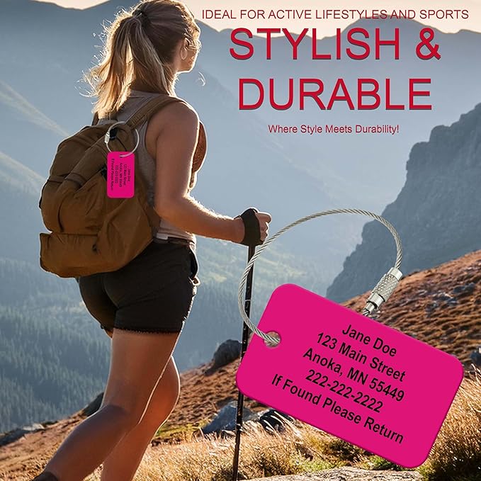 Custom Luggage Tags for Travel – Durable High-Visibility Acrylic Tags for Suitcases, Backpacks, & Luggage Sets, Includes Wire Ring Loop for Easy Attachment