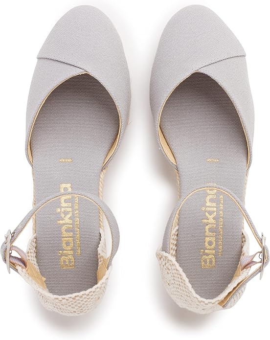 Girona Authentic Spanish Espadrille Wedge Sandals for Women - Sustainable, Eco Friendly, Vegan Shoes. Classic Style, Organic Cotton Canvas Upper, Comfy Insole, Jute Midsole, Rubber Sole. Made in Spain