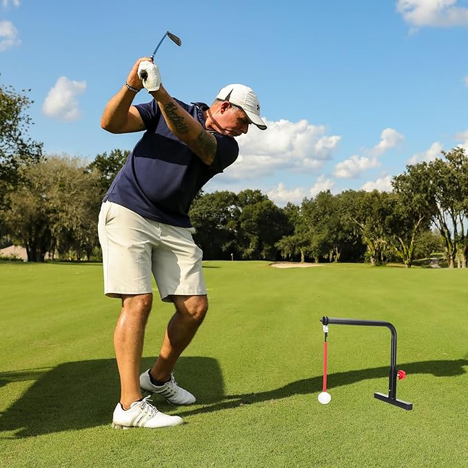 Golf Swing Trainer - Improve Accuracy, Power, and Consistency - Easy to Practice Golf Swing - Set Up and Use Anywhere - Portable Golf Training Aid for Beginners & Pros
