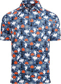 Esabel.C Golf Shirts for Men Dry Fit Performance Short Sleeve Print Moisture Wicking Collared Shirt