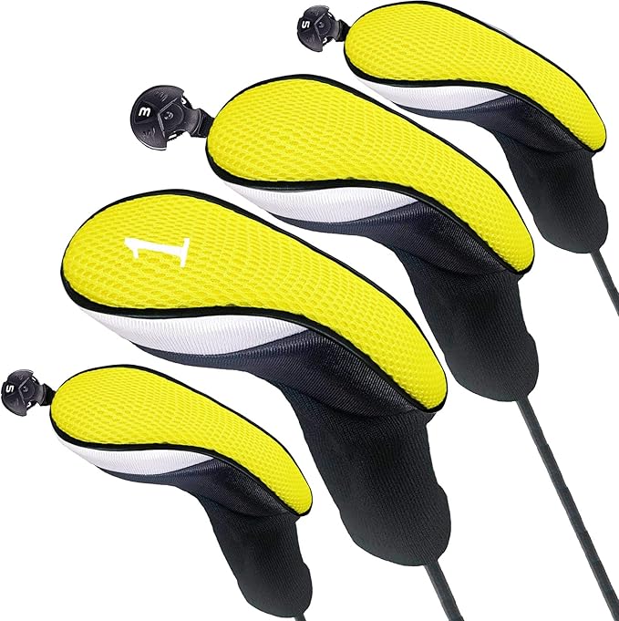 FINGER TEN Golf Club Head Covers Woods Driver Fairway Hybrid 3/4/5 Set, Headcovers Men 1 3 5 7 X Interchangeable Number Tag, Fit All Wood Clubs