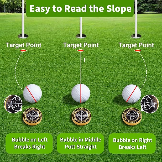 High Precision Golf Green Reader Funny Ball Marker Golf Putt Training Aid Bubble Level Golf Accessories Gifts for Men Women