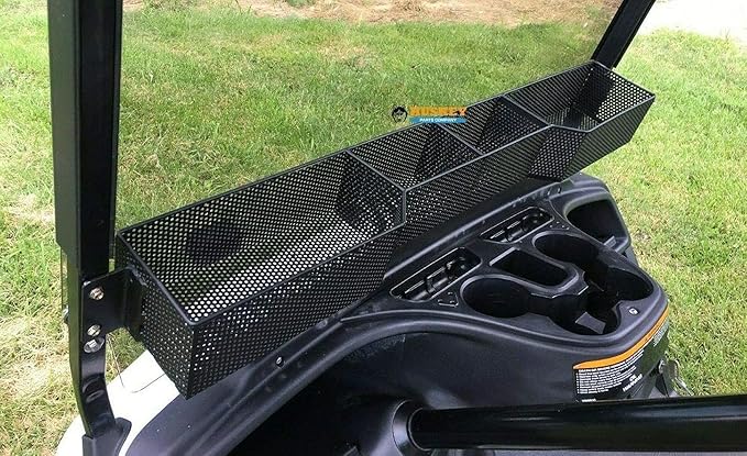 Huskey Golf Cart Front Basket Storage Basket Dash Basket Compatible W/EZGO TXT/RXV,Club Car DS (2000.5+) Precedent/Tempo/Onward,Yamaha G29 Drive2 2007+ One Piece Solid Design & Larger Compartments