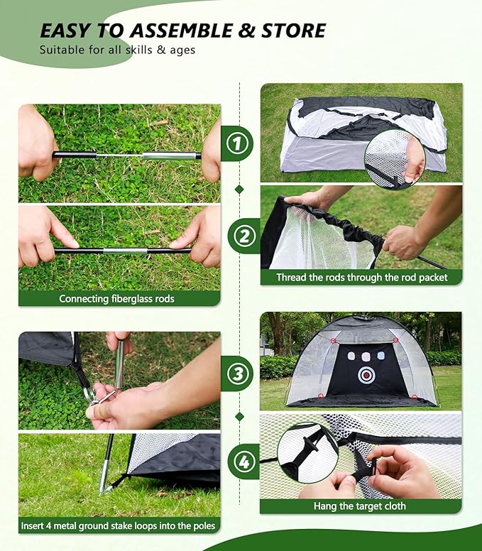 Golf Net with Heavy-Duty Hitting Mat for Indoor & Outdoor Golf Hitting Chipping Swing Driving Practice, Mult-Targets 10x7ft Practice Nets for Backyard Driving, Gifts for Men Dad Husband Golfers