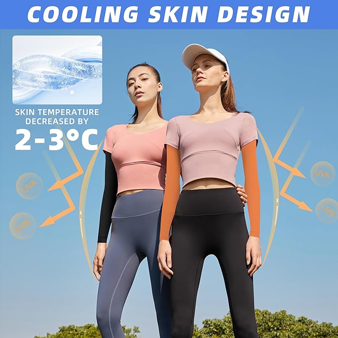 BHYTAKI UV Sun Protection Arm Sleeves, UPF 50 Sports Cooling Arm Compression Sleeves for Men Women Teenager