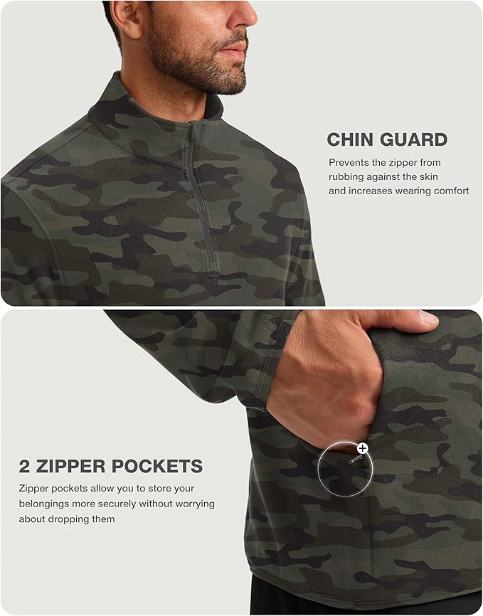 G Gradual Mens Quarter Zip Pullover Fleece with 2 Zipper Pockets Long Sleeve Golf Shirt Winter Athletic Sweater Lightweight