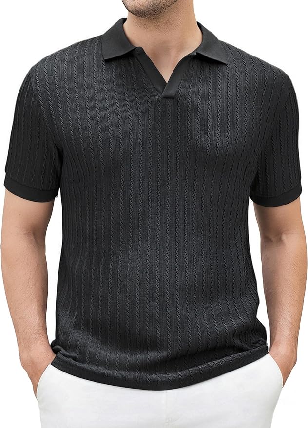 Esabel.C Golf Shirts for Men Dry Fit Performance Short Sleeve Print Moisture Wicking Collared Shirt