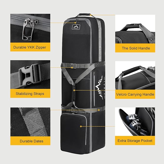 Golf Travel Bag with Wheels, 1200D Heavy Duty Oxford Fabric Golf Travel Case for Airlines