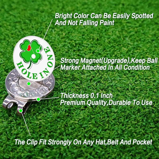 FINGER TEN Golf Ball Marker with Hat Clip Markers Assorted Patterns Value Gift Set Mark Golf Divot Tool Accessories for Men Women Kids